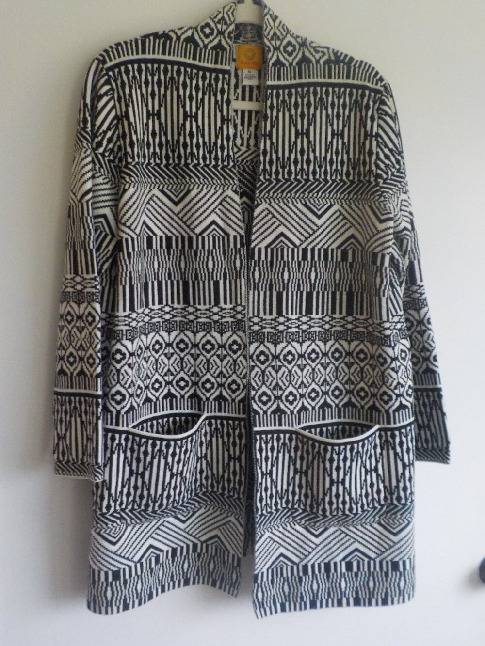 Ruby Rd. Cardigan Sweater - X-Large - Black/White Pockets Long Sleeve (2311)